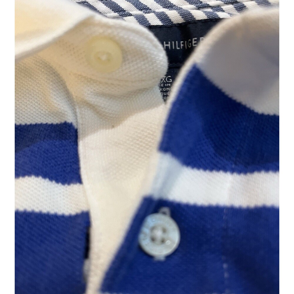 Men's Tommy Hilfiger Short-Sleeve Polo Shirt Size XL Blue Stripe - Picture 6 of 10